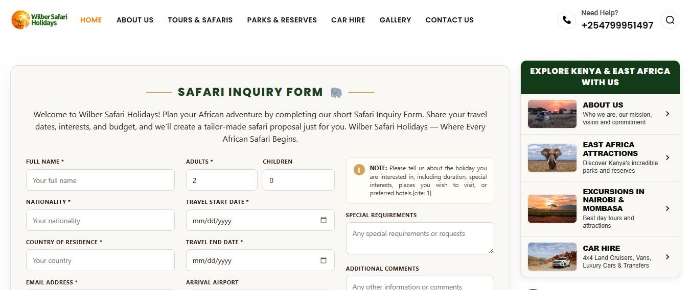 wilbersafaris.com preview